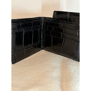 Perry Ellis Black Crocodile Bifold Men's Wallet with Credit Card Holder